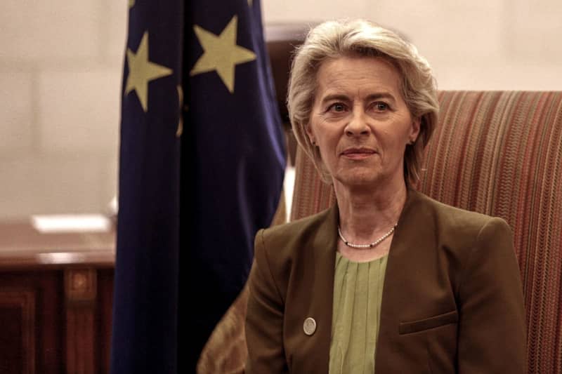 European Commission President Ursula von der Leyen attends a meeting with Lebanese Prime Minister Mikati and Cypriot President Christodoulides (not pictured) at the Government Palace. Marwan Naamani/dpa