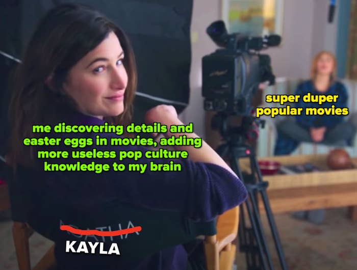 WandaVision meme of Agatha filming Wanda. On Agatha: "Me discovering details and easter eggs in movies, adding more useless pop culture knowledge to my brain;" On Wanda: "2000s Disney movies"