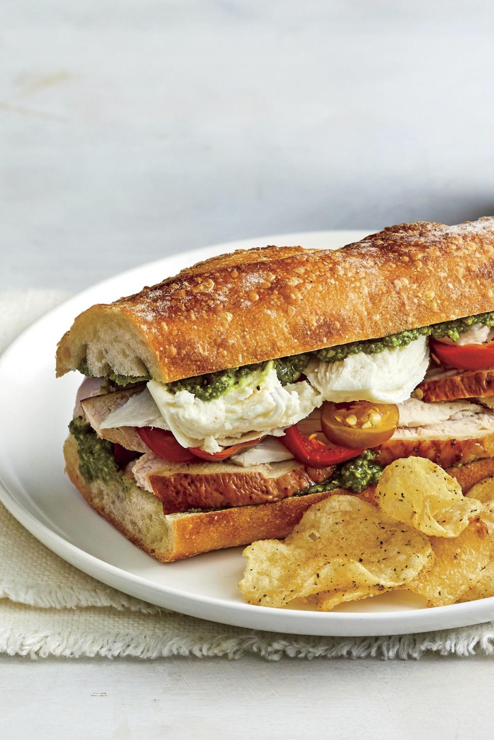 Turkey, Pesto, and Fresh Mozzarella Sandwich