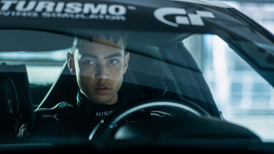 Archie Madekwe plays real life British race car driver Jann Mardenborough, who got discovered by being great at car video games, in "Gran Tursimo."