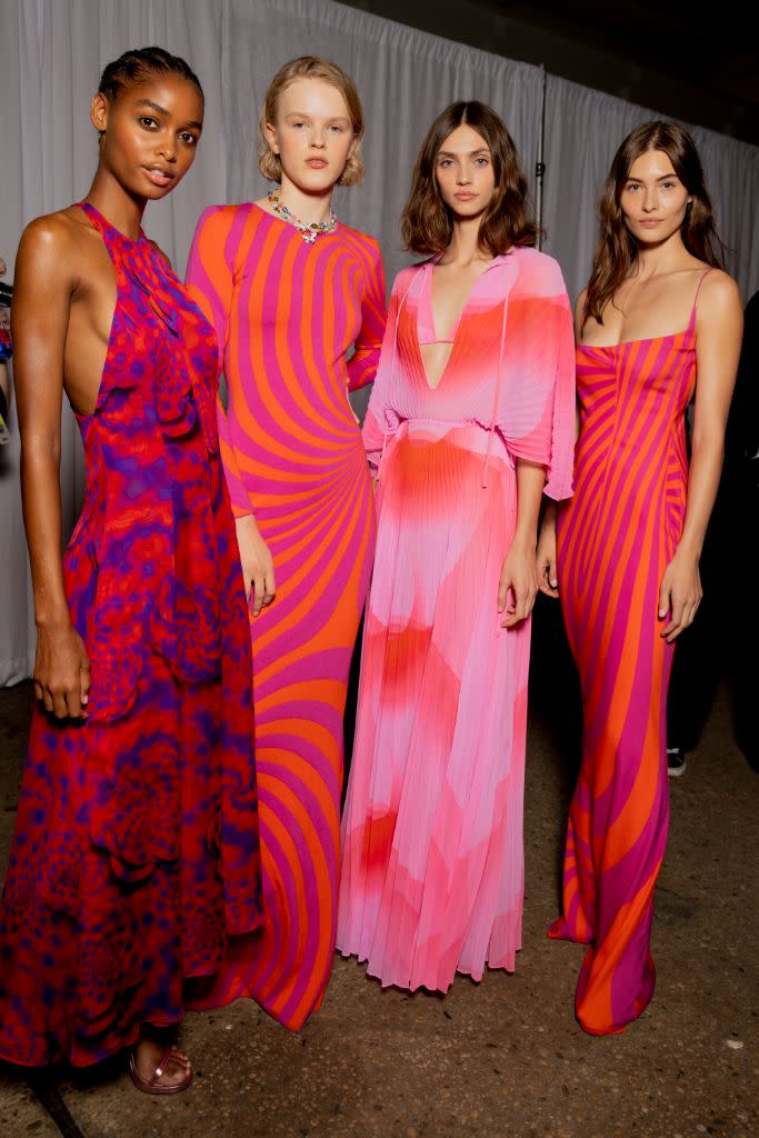 Groovy pink prints backstage at Brandon Maxwell. - Credit: Courtesy of Brandon Maxwell