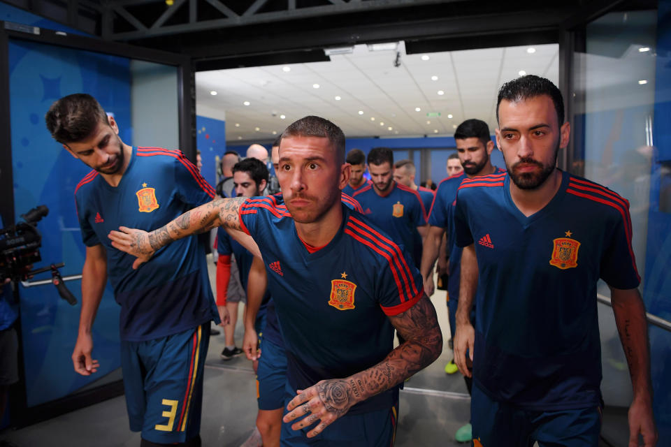 Stalwarts for Spain and their clubs, (from left to right) Gerard Pique, Sergio Ramos and Sergio Busquets make the worldwide best XI of the decade. (Photo by David Ramos - FIFA/FIFA via Getty Images)