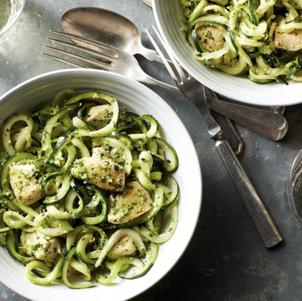 Zucchini Noodles with Pesto & Chicken