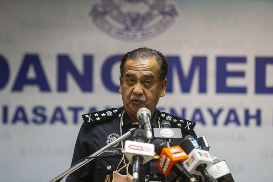 Bukit Aman`s Narcotic Criminal Investigation Department director Datuk Razarudin Husain speaks during a press conference at the Central Seberang Perai district police station April 22, 2021. — Picture by Sayuti Zainudin