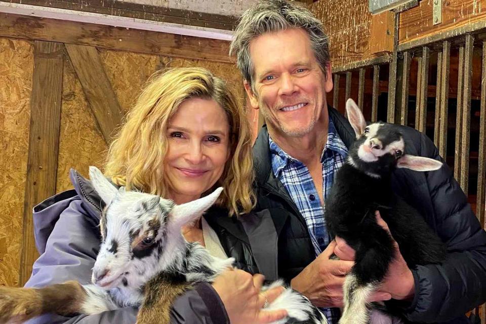 <p>Facebook</p> Kevin Bacon, Kyra Sedgwick and their pet goats
