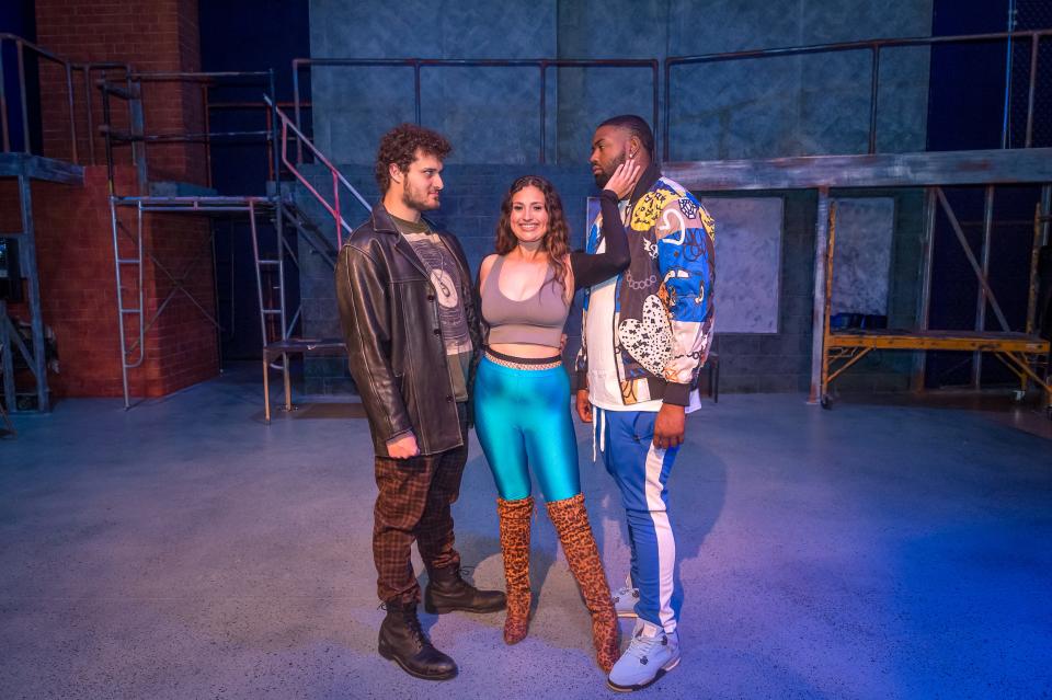 Brendan King, Kallie Huckabay, Ashton Colbert perform in Amarillo Little Theatre's production of "RENT."