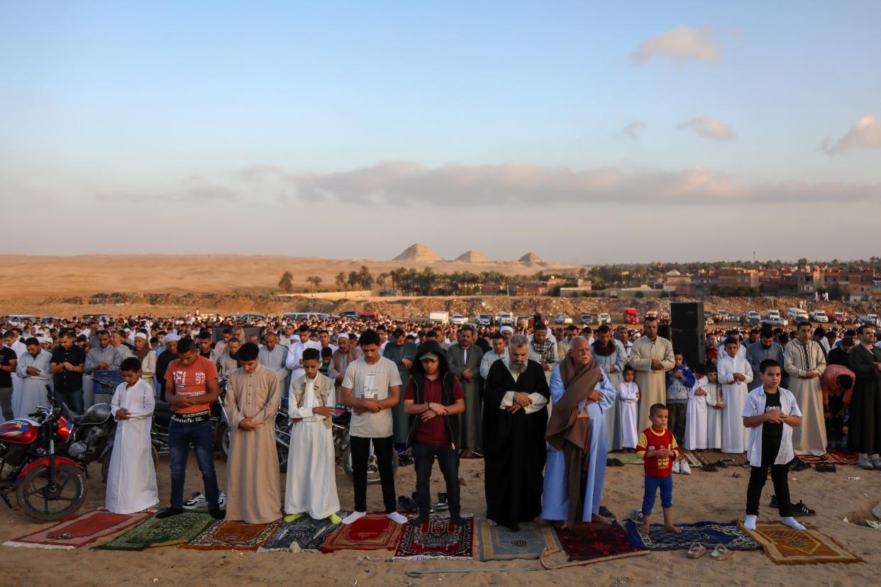 Muslims perform Eid-Al-Fitr prayers in Abu Sir village on April 21, 2023 in Giza, Egypt (Fadel Dawod/Getty Images)