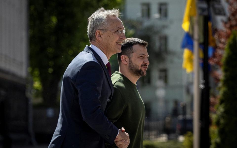 Volodymyr Zelensky and Jens Stoltenberg host a press conference in Kyiv