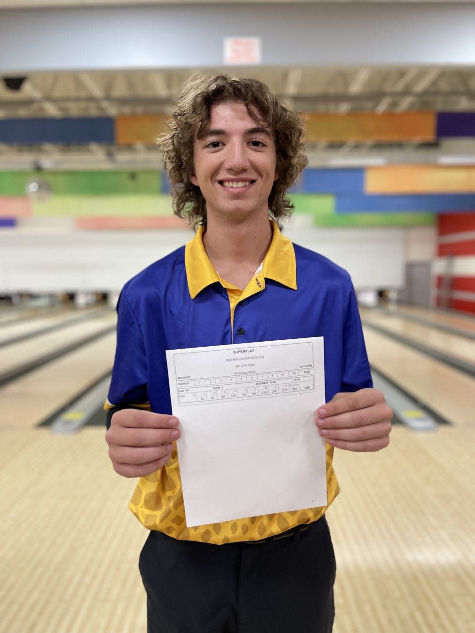 Fort Pierce Central senior bowler Charlie Passanante bowled a 300 game in a match against Somerset College Prep on Wednesday, Sept. 7, 2022 at Superplay USA in Port St. Lucie. It is the second time in his life Passanante has bowled a perfect game, achieving the feat in a practice for the Cobras last year.