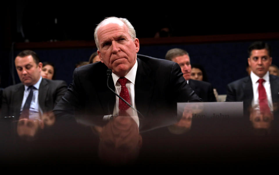 Former CIA Director John Brennan testifies before the House Intelligence Committee in May 2017 on &ldquo;Russian active measures during the 2016 election campaign." (Photo: Kevin Lamarque / Reuters)