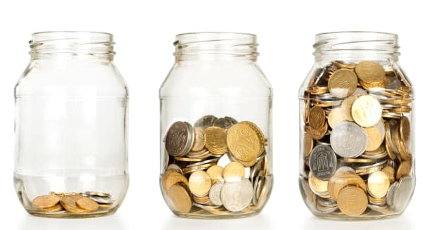 glass jars with coins like...