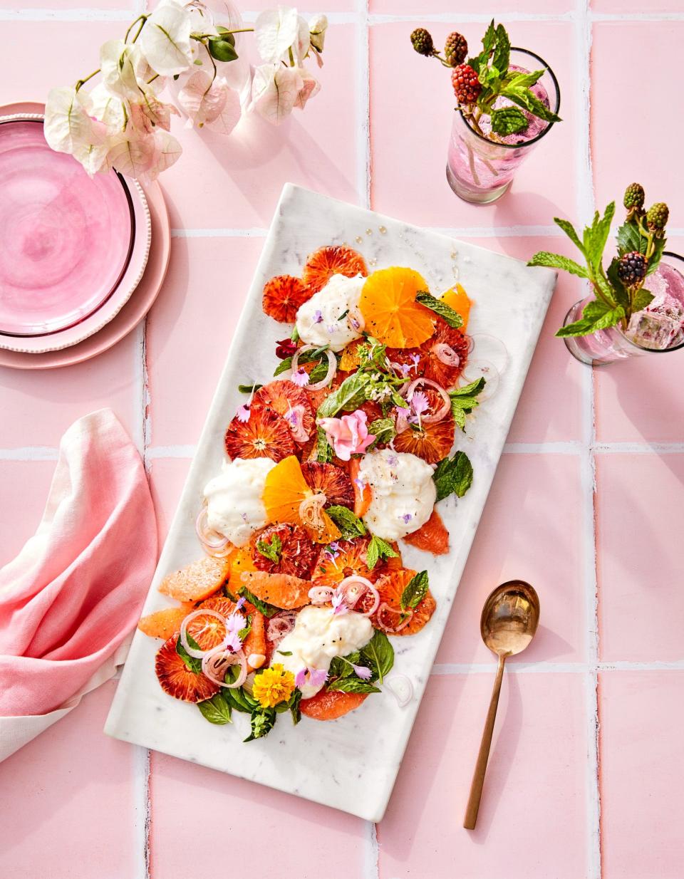 Spa Citrus and Burrata Salad Italiano is light, bright and refreshing. The recipe comes From "Everyday Celebrations from Scratch."