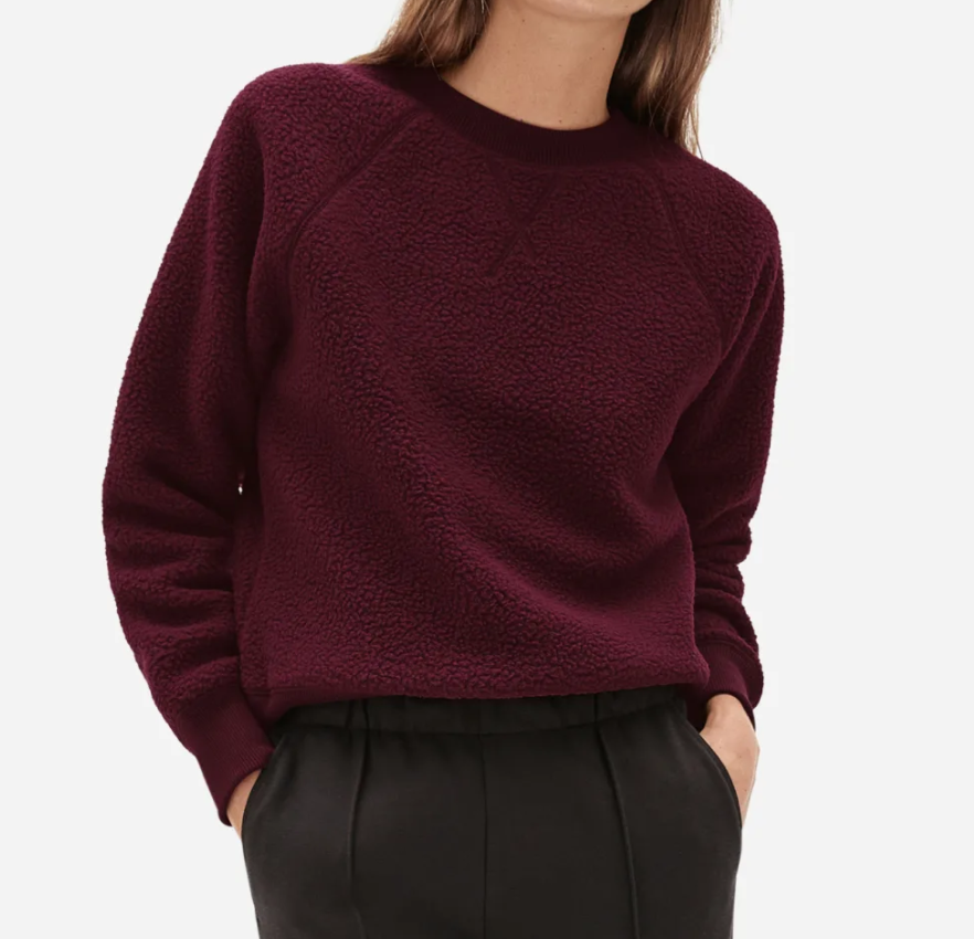 The ReNew Fleece Raglan Sweatshirt in Oxblood