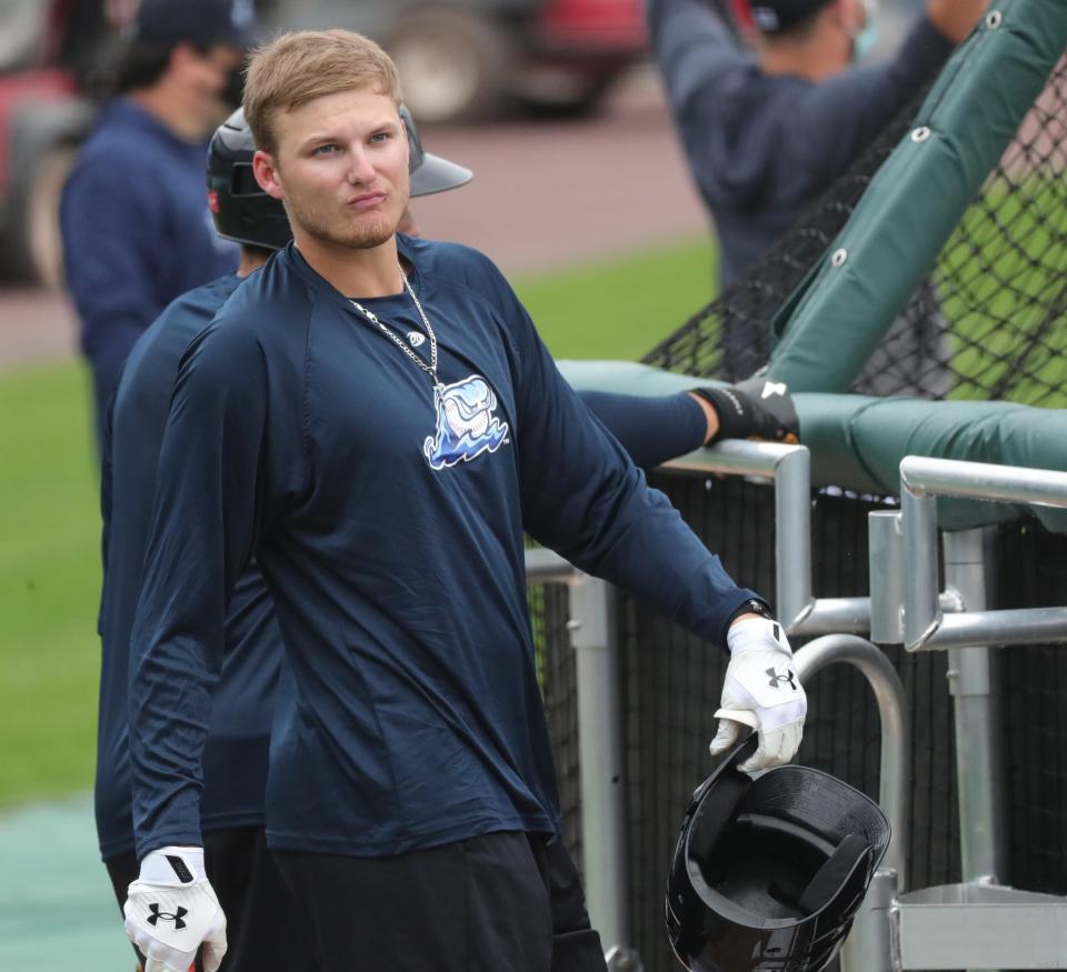 West Michigan Whitecaps outfielder Parker Meadows waits to bat during practice Monday, May 3, 2021 at LMCU Ballpark in Comstock Park, MI.