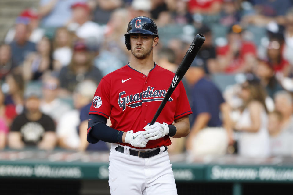 Nolan Jones is an intriguing add for fantasy baseball managers in need of a boost this weekend and beyond. (Photo by Ron Schwane/Getty Images)