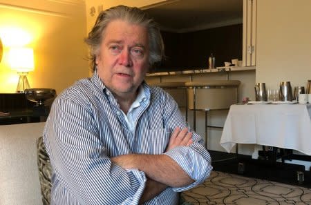 FILE PHOTO: Steve Bannon speaks during an interview with Reuters in New York, NY, U.S., September 20, 2018.   REUTERS/Nathan Layne