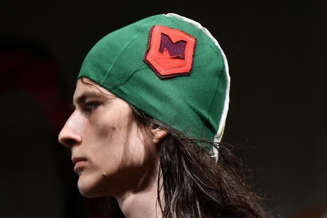 Marni opted for textured, wet-look hair