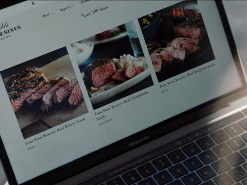 Beth (Kelly Reilly) browsing the 6666 ranch site in "Yellowstone" season five, episode seven.