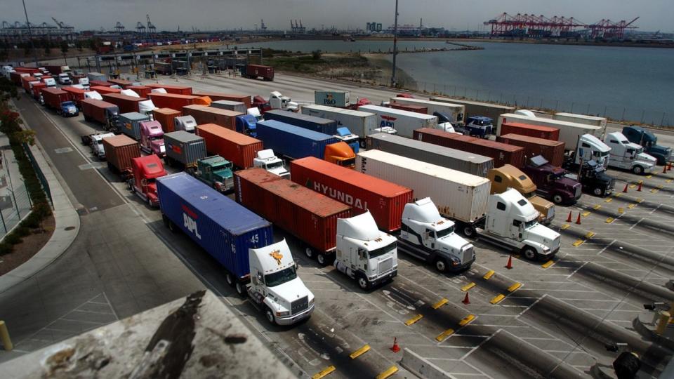 Trucks at Port of Long Beach