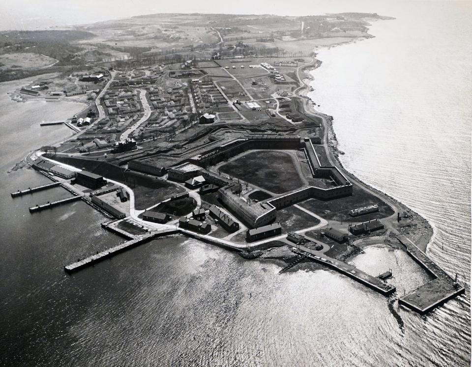 An aerial photo of Fort Adams in 1964.