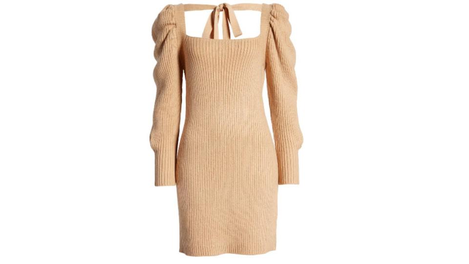 Wayf Leland Long Sleeve Tie Back Sheath Sweater Dress - $39 (originally $98)