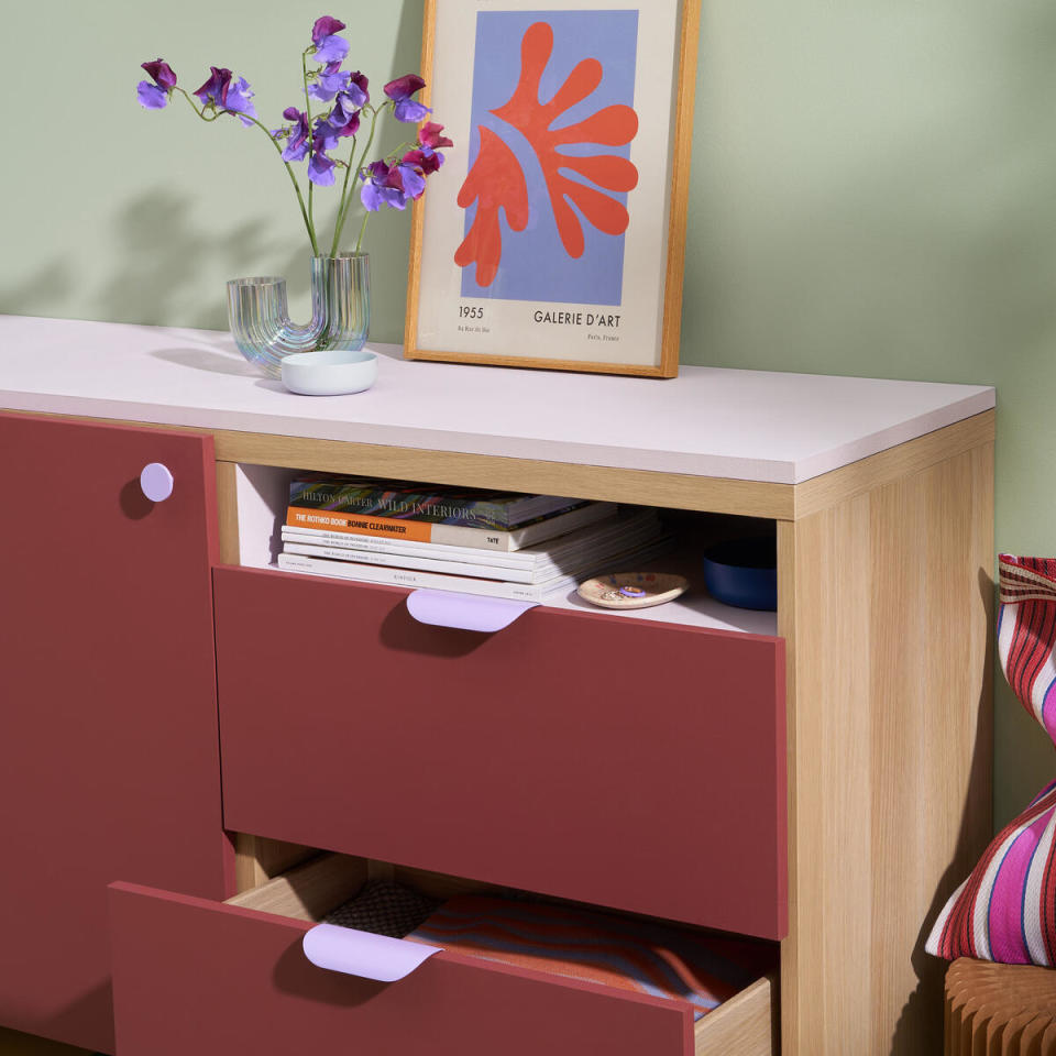 The Colorful collection features pulls and knobs in such unexpected shades as Soft Lilac