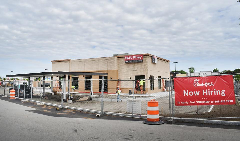 The new Chick-fil-A restaurant at Southcoast Marketplace is nearing completion.