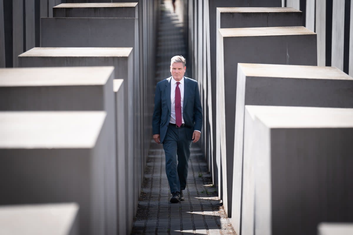 Labour leader Sir Keir Starmer visits the Memorial to the Murdered Jews of Europe in Berlin as part of a two-day visit to the German capital (Stefan Rousseau/PA) (PA Wire)