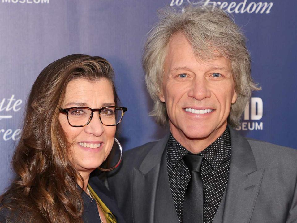 Dorothea Hurley and Recipient of the Intrepid Lifetime Achievement Award Jon Bon Jovi attend as Intrepid Museum hosts Annual Salute To Freedom Gala on November 10, 2021 in New York City