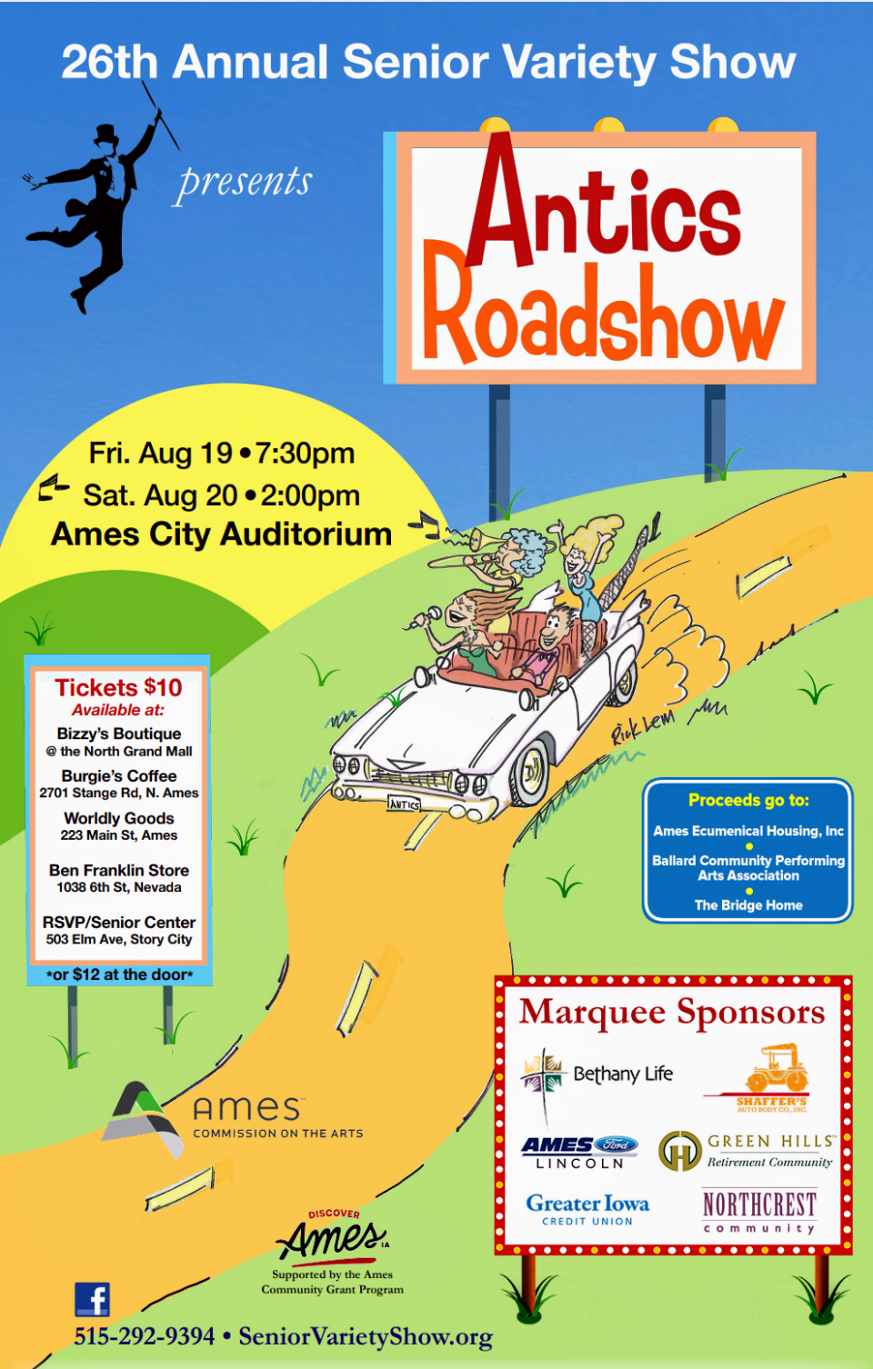 The poster for the Senior Variety Show was created by graphic designer Stacy Brothers and cartoonist Rick Lem.