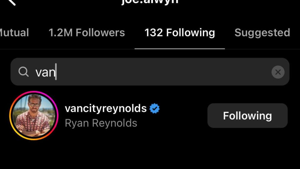 joe alwyn still following ryan reynolds on instagram