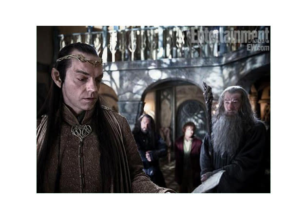 Gandalf leads the group of miniature heroes to Rivendell, where they seek Elrond's (Hugo Weaving) guidance. (Credit: EW)