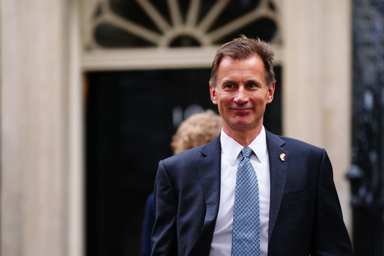 Chancellor of the Exchequer Jeremy Hunt, leaves Downing Street, Westminster, London, following the first Cabinet meeting with Rishi Sunak as Prime Minister. Picture date: Wednesday October 26, 2022. (Photo by Victoria Jones/PA Images via Getty Images)