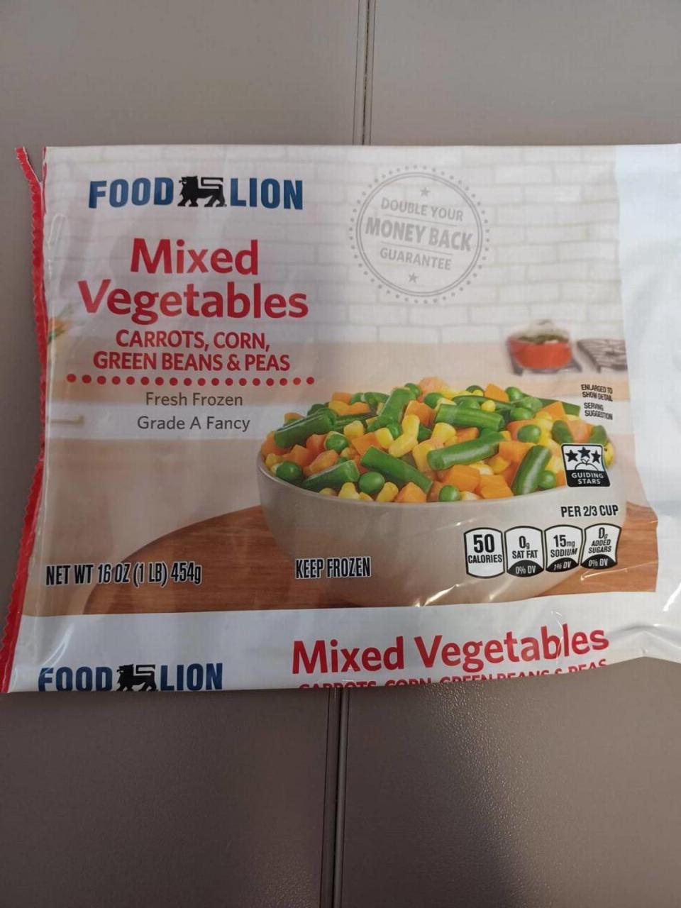 The recalled Food Lion Mixed Vegetables