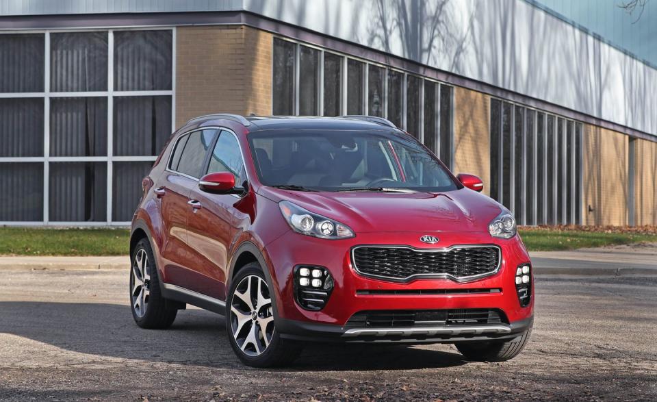 <p>If you can get past <a rel="nofollow noopener" href="https://www.caranddriver.com/kia/sportage" target="_blank" data-ylk="slk:the Kia Sportage;elm:context_link;itc:0;sec:content-canvas" class="link ">the Kia Sportage</a>'s, um, <em>different</em>-looking face and into the driver's seat, you'll find a tasteful interior that's almost Audi-like in its detail. The driving experience similarly exceeds expectations, with good handling and reassuring brakes. Kia offers two engines: A base 2.4-liter four-cylinder that is pretty weak, and an optional turbocharged 2.0-liter four that is much peppier. Today's must-haves, including Apple CarPlay and Android Auto, as well as active-safety features such as automated emergency braking, are available.</p>