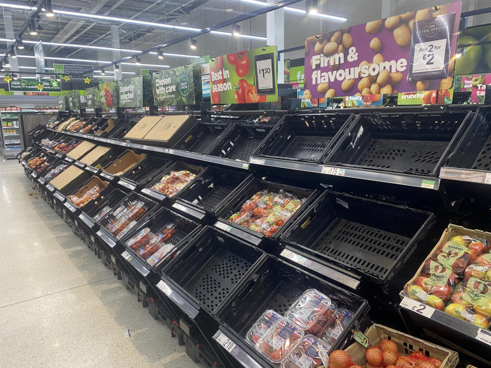 Asda in Chesser, Edinburgh, has also reported a shortage of tomatoes and peppers. (SWNS)