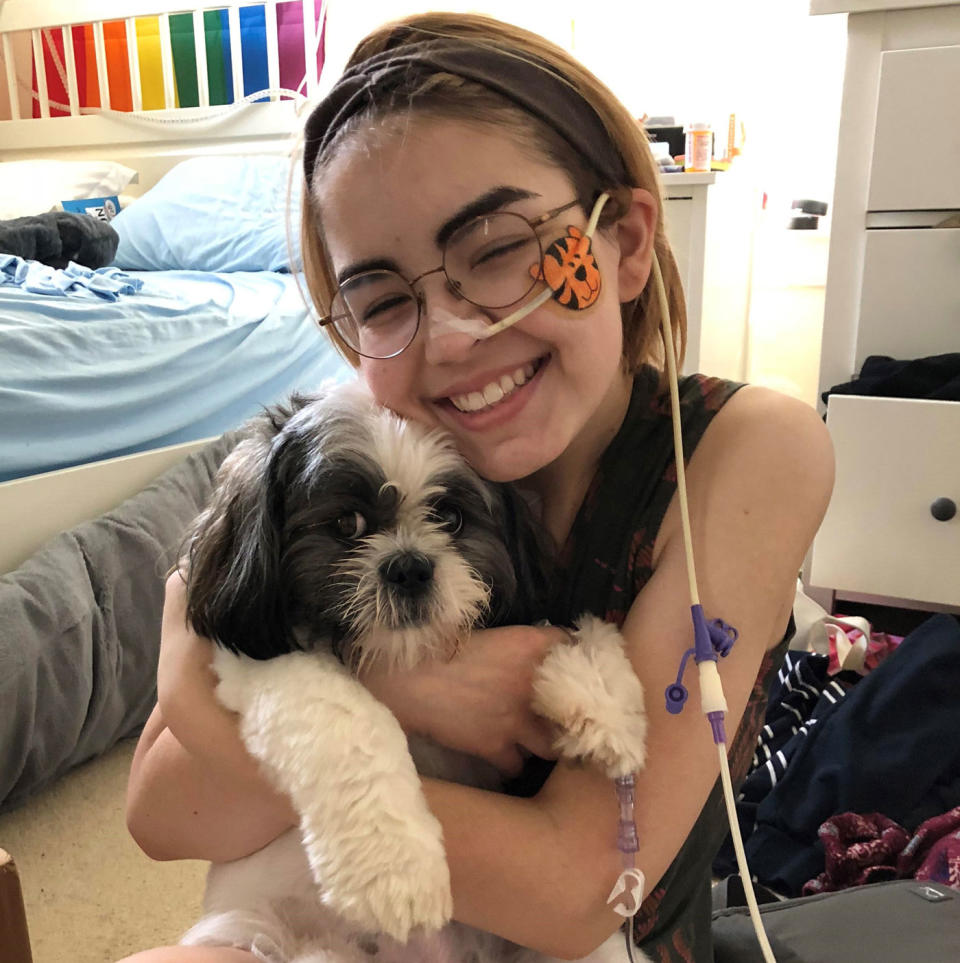 Rose Kelble, 18, of Maryland, USA, battles a number of conditions including Ehlers-Danlos and Mast Cell Activation Syndrome which means she can't eat food and struggles to eat a biscuit a day. Source: Caters