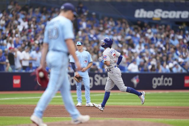 Edwin Encarnacion crashed the Blue Jays dugout in full uniform