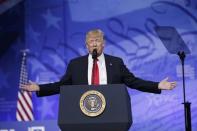 U.S. President Donald Trump addresses the American Conservative Union's annual Conservative Political Action Conference (CPAC) in National Harbor, Maryland. U.S., February 24, 2017. REUTERS/Kevin Lamarque