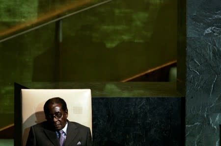 FILE PHOTO: President of the Republic of Zimbabwe Mugabe addresses at 63rd United Nations General Assembly in New York