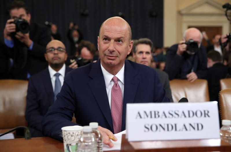 U.S. Ambassador to EU Sondland arrives to tesitfy at House Intelligence Committee hearing on Trump impeachment inquiry on Capitol Hill in Washington