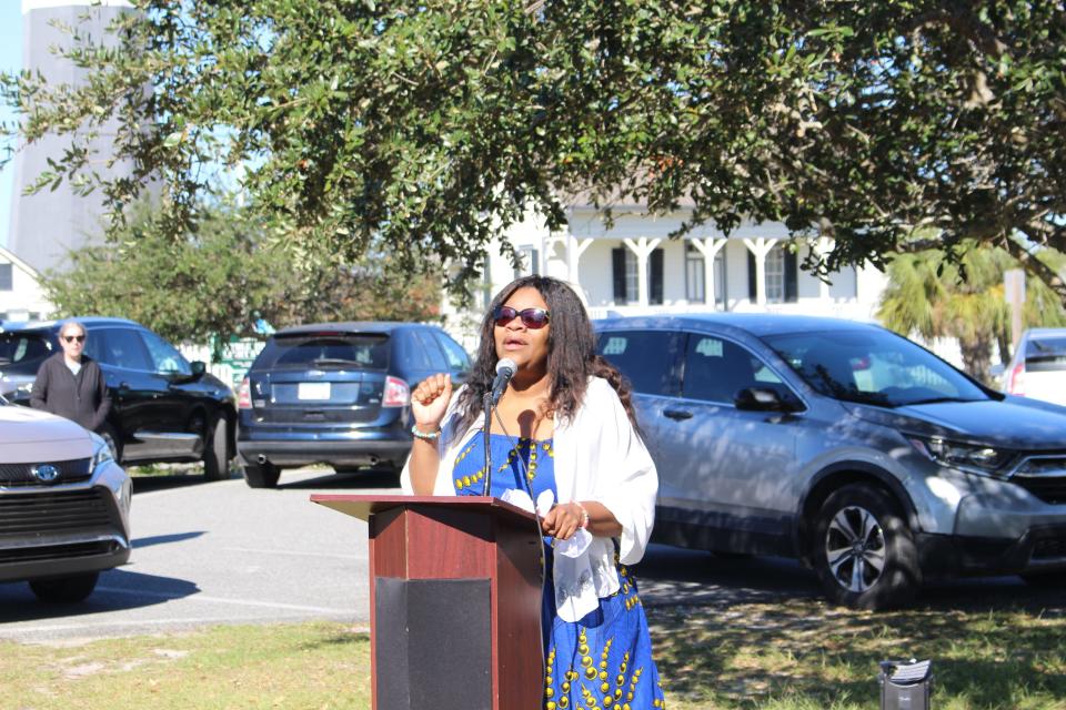 Darlene Washington sings "Sometimes I Feel Like a Motherless Child" at the Remembrance Ceremony commemorating the enslaved Africans brought to Tybee Island as part of the Transatlantic Slave Trade.