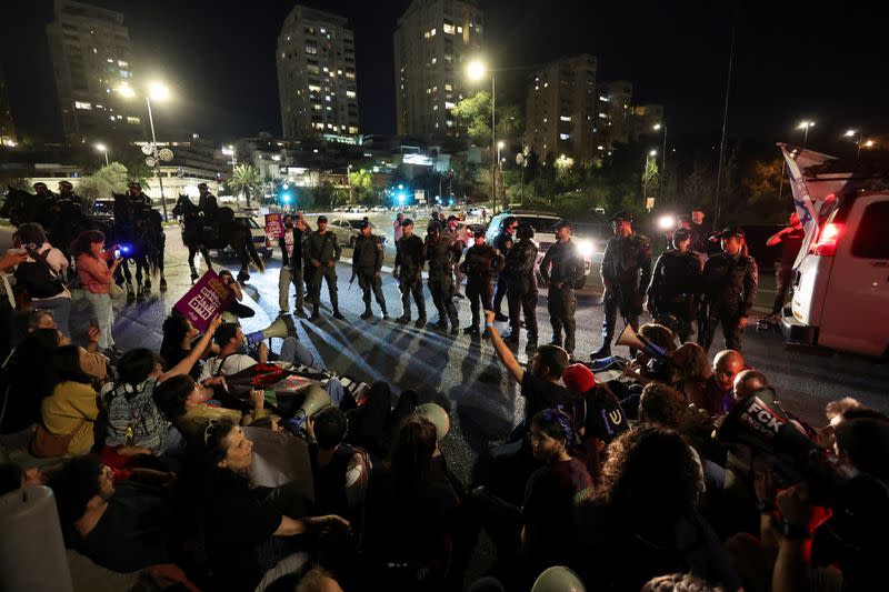 Protesters demand Israeli Prime Minister Benjamin Netanyahu's ouster, in Jerusalem