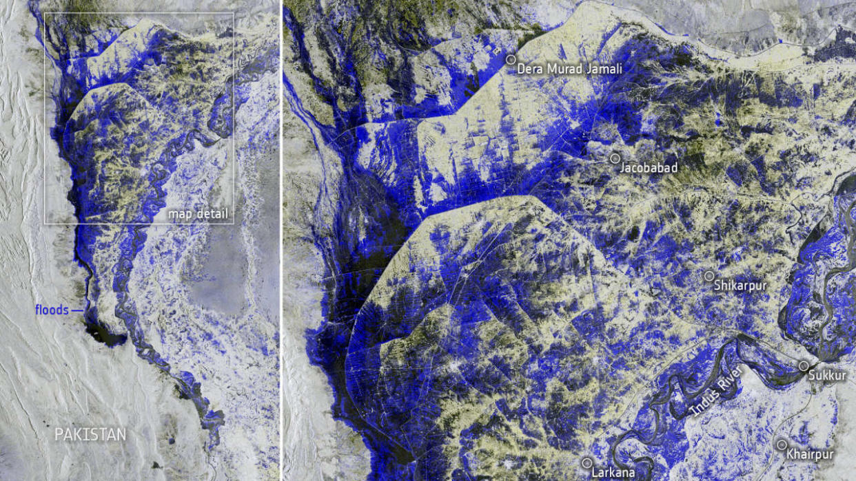 Les images du satellite Copernicus nous montrent l’étendue des pluies diluviennes qui frappent le Pakistan.