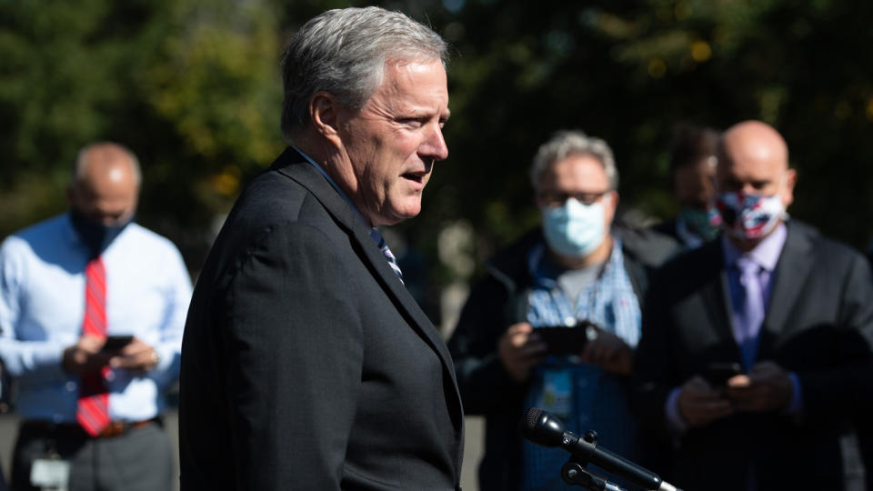 White House Chief of Staff Mark Meadows speaks to the media about US President Donald Trump at the White House in Washington, DC, October 2, 2020.(Saul Loeb/AFP via Getty Images)