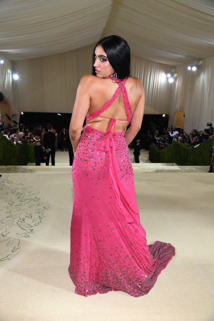 Lourdes Leon poses for photographers after making her debut at the Met Gala. (Getty Images)