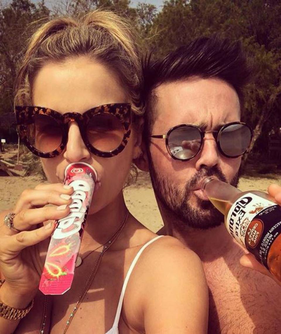 Loved up: Spencer Matthews and Vogue Williams on holiday in Greece (Instagram/ Spencer Matthews)