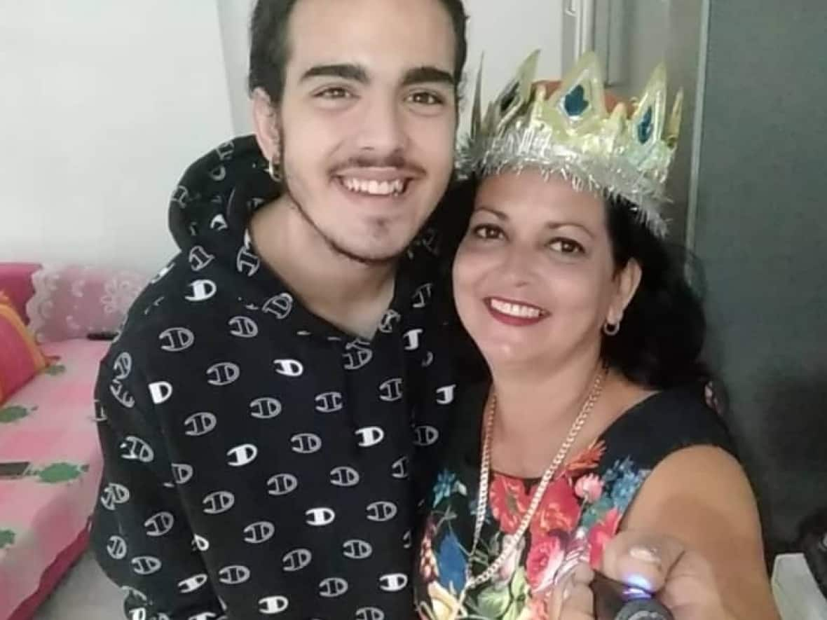 Michael Carey Abadin and his mother Yvis Abadin at home in Old Havana, Cuba. (Yvis Abadin - image credit)