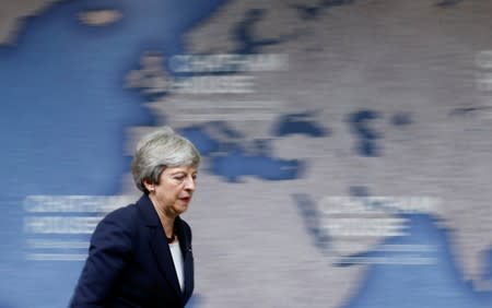 Britain's Prime Minister Theresa May delivers a speech at Chatham House in London