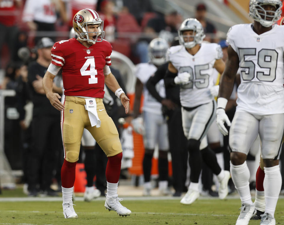 Nick Mullens will reportedly start in week 10. (Nhat V. Meyer/Digital First Media/The Mercury News via Getty Images)